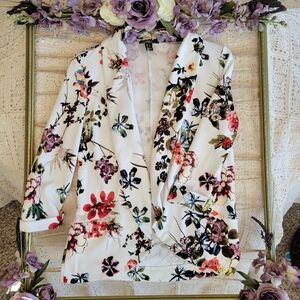 Revamped Floral Women's Cardigan - White and Multicolor